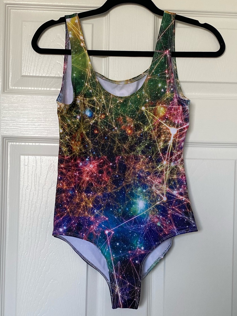 Galaxy Print Scoop Neck Bodysuit - Multicolor